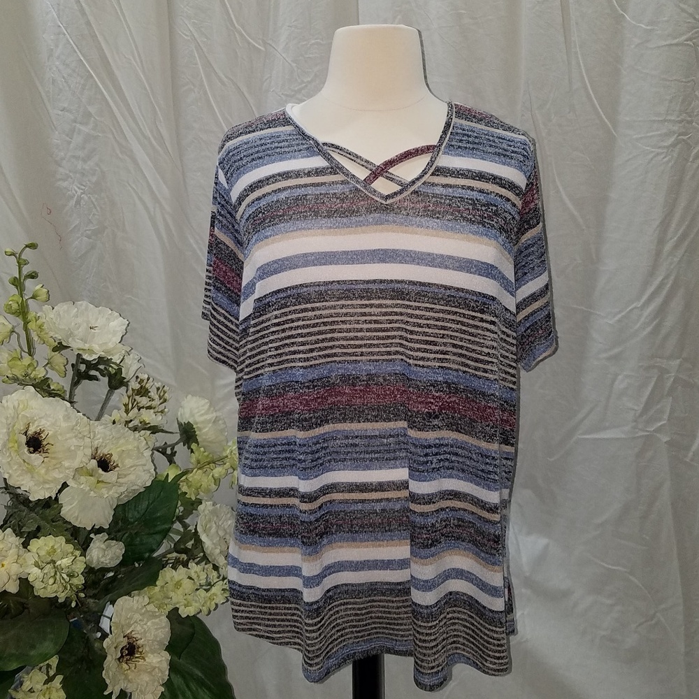 Stripe Caged Hacci Top